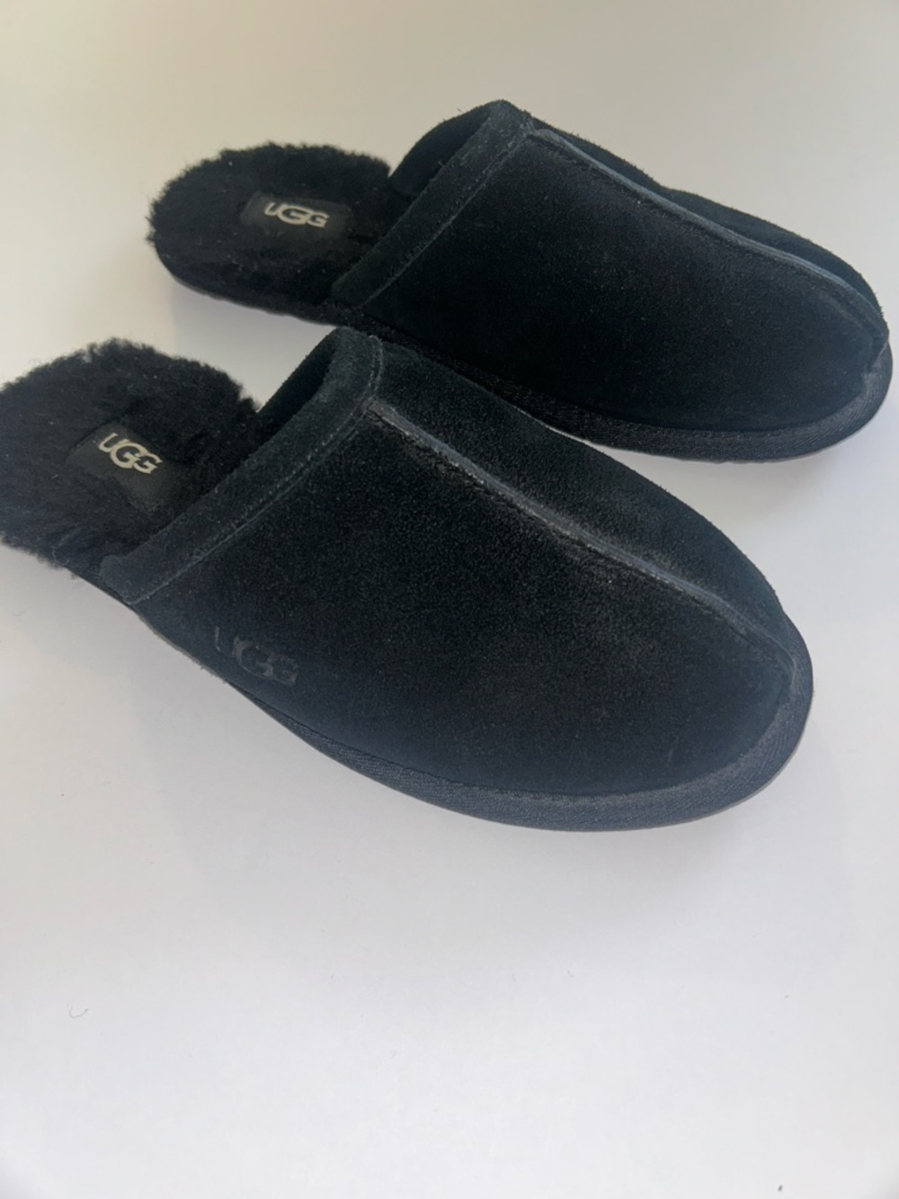 UGG Pearle Black Suede Shearling Mule Women’s Slippers - Picture 3 of 6